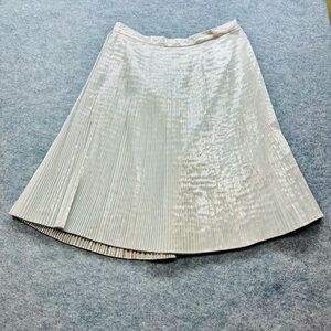 Talbots Metallic Silver Micro Pleat A-line Skirt